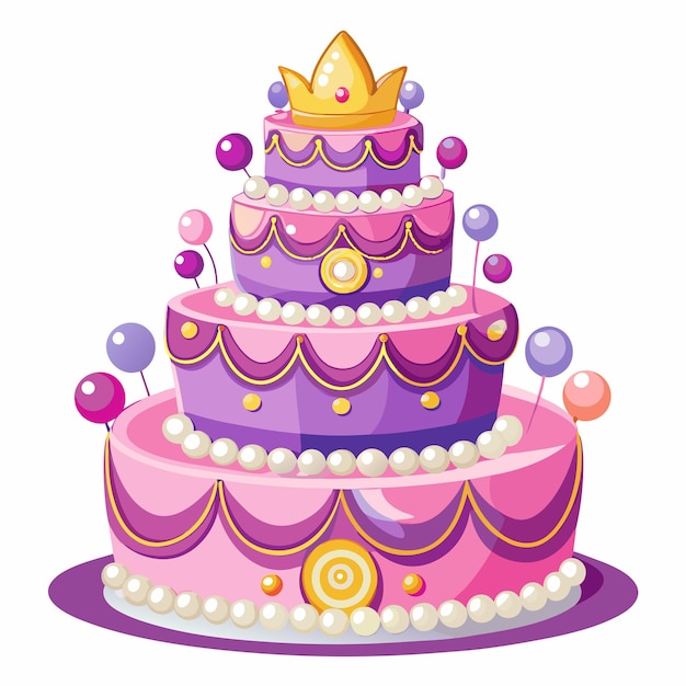 Vector delicious birthday cake illustrator