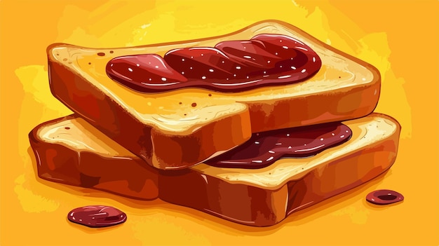 Delicious Bitten Toast with Sweet Jam on Vibrant Yellow Background