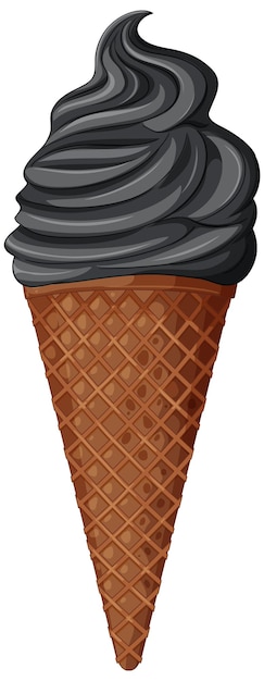 Vector delicious black ice cream cone