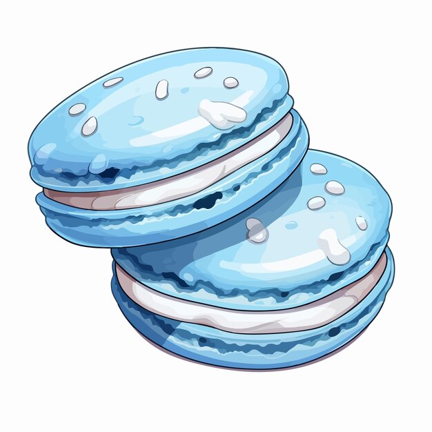 Vector delicious blue macaron with cream illustration