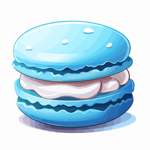 Vector delicious blue macaron with cream illustration