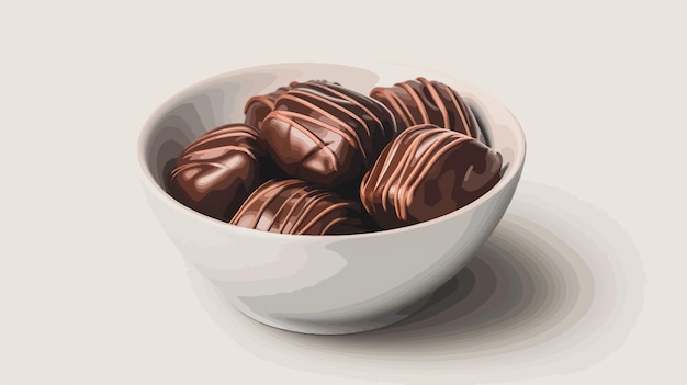 Vector delicious bowl of sweet chocolate candies on light background