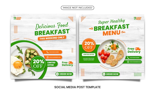 Delicious breakfast food social media post template