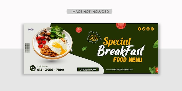 Delicious Breakfast menu facebook cover template design Premium Vector