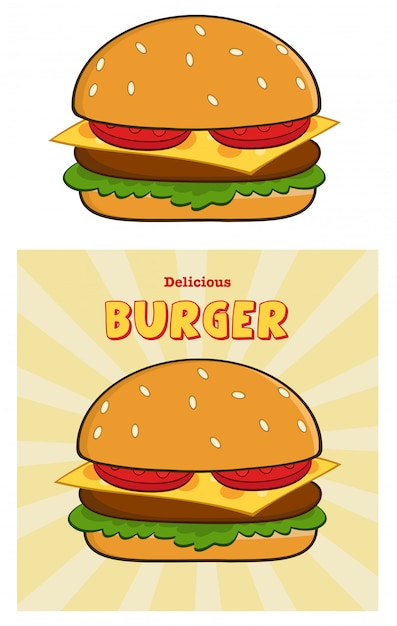 Delicious Burger Design Card With Text