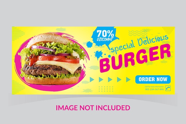 Delicious burger and food menu facebook cover template