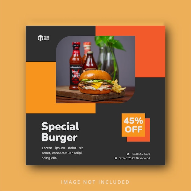 Delicious burger and food menu social media banner template