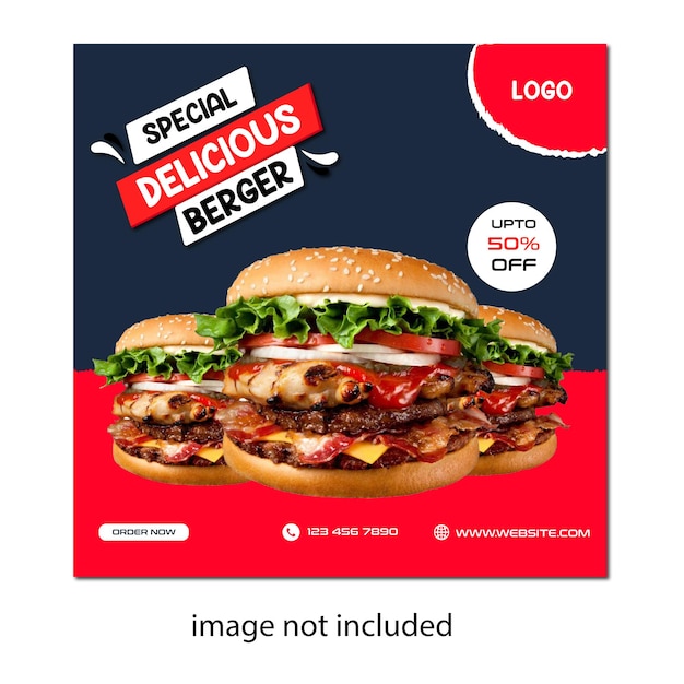 Delicious burger and food menu social media banner template