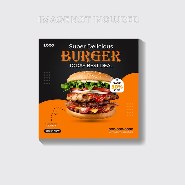 Delicious burger and food menu social media instagram banner template