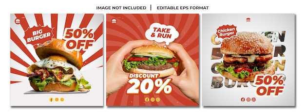 Delicious burger instagram post design template