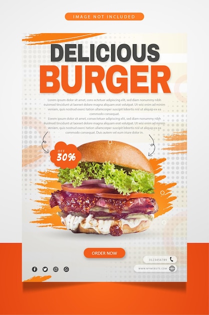 Delicious burger poster promotion banner design template