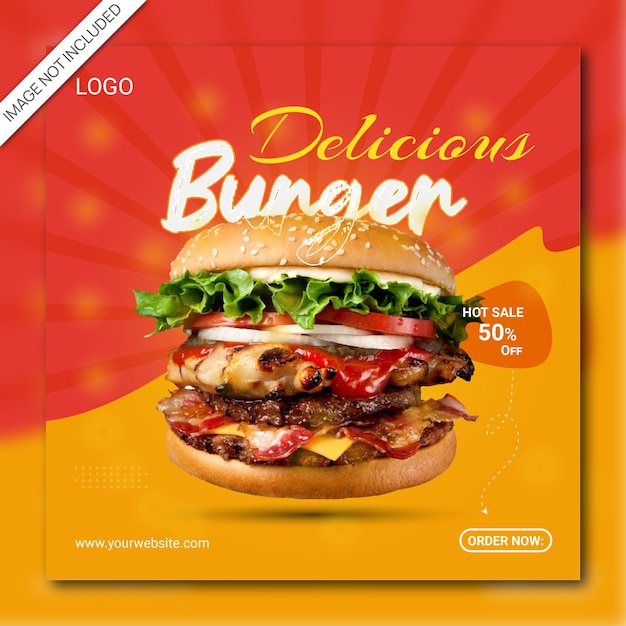 delicious burger simple social media posts design is suitable for any restaurants or food shop.