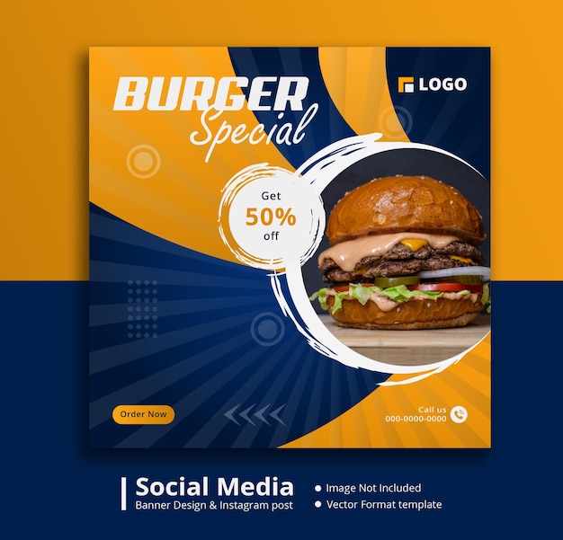 Delicious burger social media post design