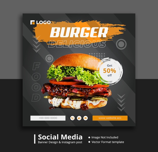 Delicious burger social media post design