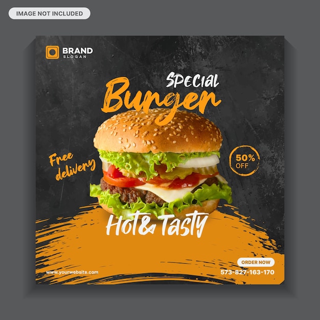 Delicious burger social media post, food social media post, food menu, food template