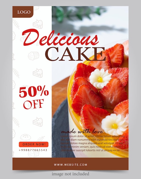 delicious cake bakery poster banner template flat design for social media