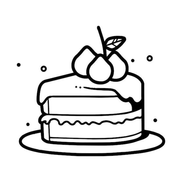 Delicious cake in flat line art style