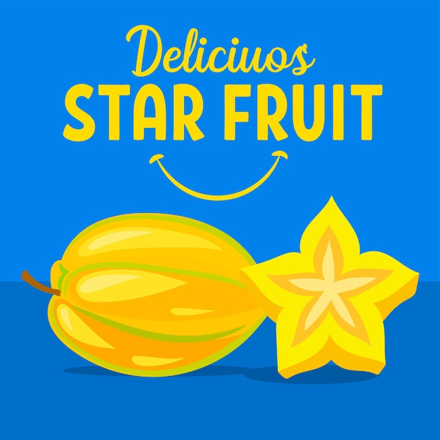 Vector delicious carambola or star fruit