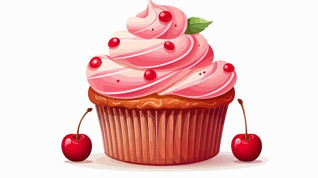 Delicious Cartoon Cupcake Vector Illustration for Sweet Bakery Designs