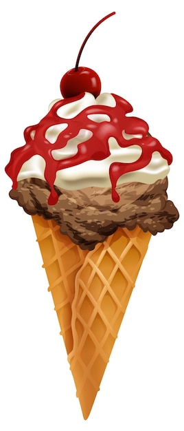 Delicious CherryTopped Ice Cream Cone