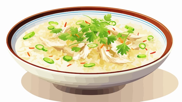 Vector delicious chicken congee traditional indonesian bubur ayam recipe