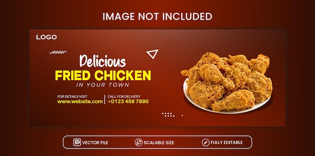 Delicious Chicken Cover social media banner template