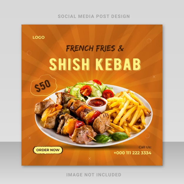 Delicious Chicken and food menu social media post template design