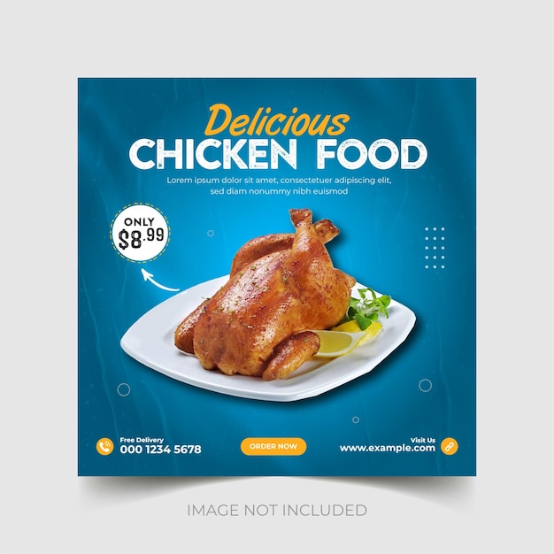 Delicious chicken and restaurant food menu social media post and web banner template