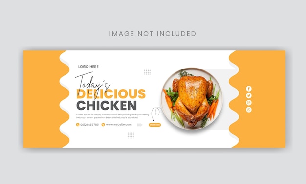 Delicious chicken social media cover or web banner design template premium vector premium vector