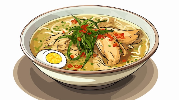 Vector delicious chicken soto a popular indonesian dish