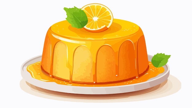 Vector delicious chiffon cake topped with orange jam on white background