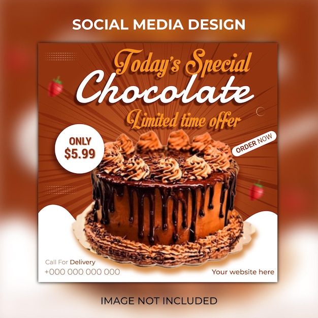 Delicious chocolate cake social media Instagram banner post template Premium vector