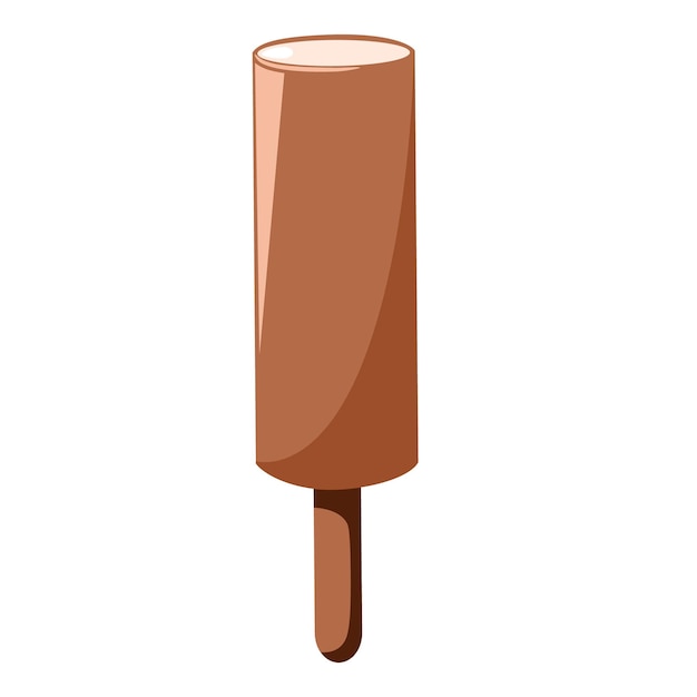 Delicious chocolate ice cream Sweet summer treat on a stick Vector illustration in cartoon style