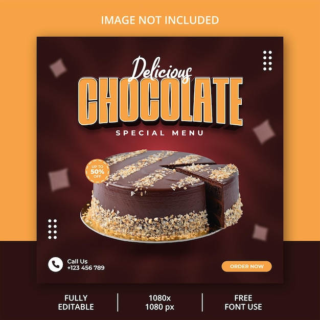 Delicious chocolate social media post template