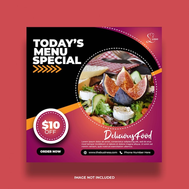 Delicious colorful restaurant menu special  food social media post template