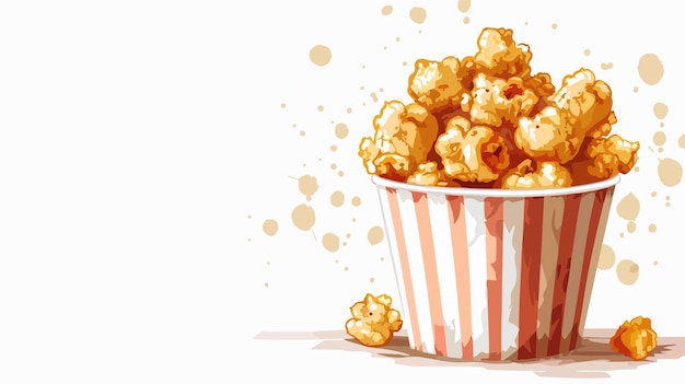 Vector delicious container of fried popcorn chicken on white background