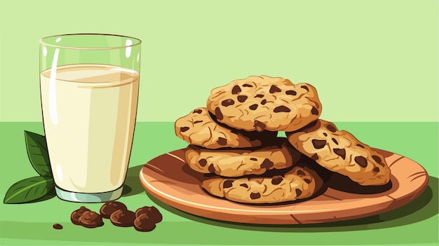 Delicious Cookies with Chocolate Chips and a Glass of Milk