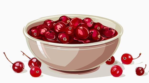 Vector delicious cranberry sauce in white bowl on background