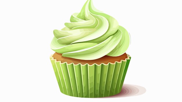 Vector delicious and creamy green cupcake cartoon vector illustration