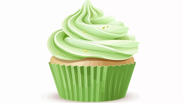 Delicious and Creamy Green Cupcake Cartoon Vector Illustration