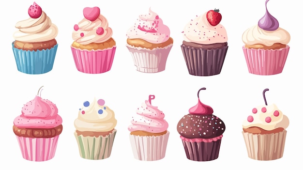 Delicious Cupcake Vector Set for Party Designs