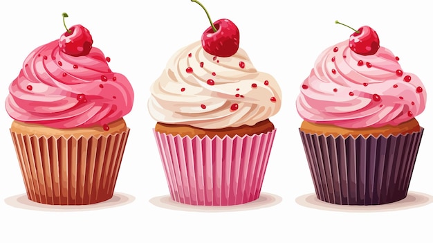 Vector delicious cupcake on white background