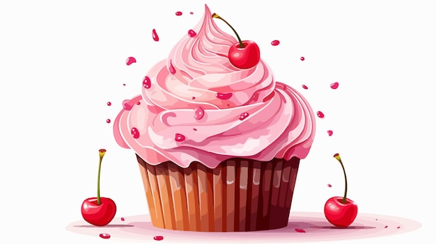 Delicious Cupcake with Colorful Sprinkles Decoration Illustration