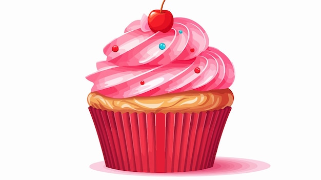 Delicious Cupcake with Cream and Sprinkles Illustration