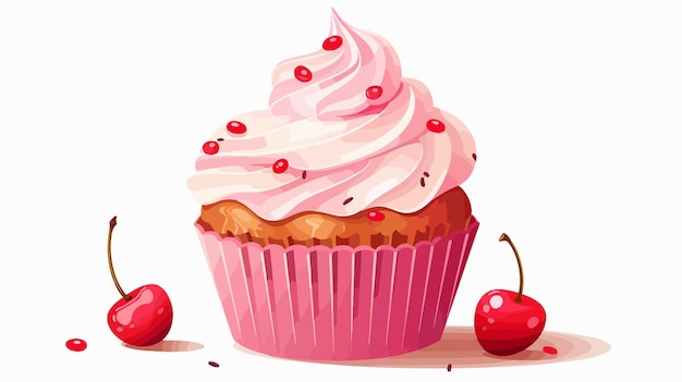 Delicious Cupcake with Cream and Sprinkles Illustration