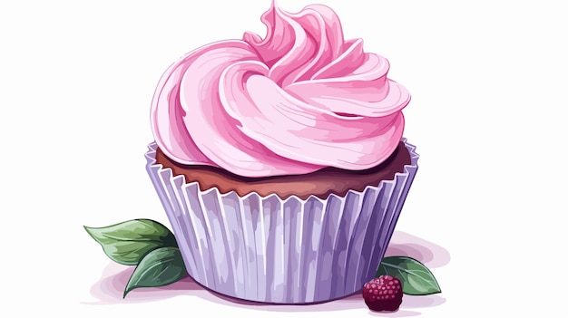 Delicious Cupcake with Pink Creamy Rose on White Background