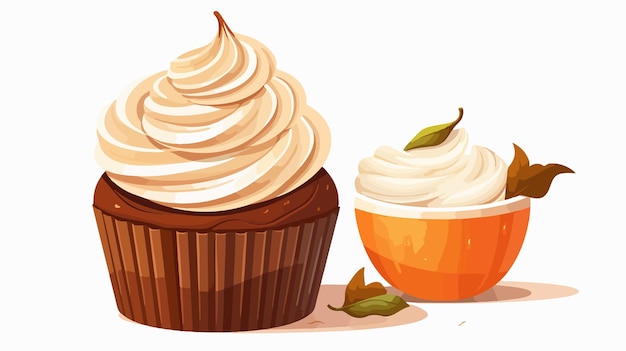 Delicious Cupcake with White Pumpkin and Chocolate Cream