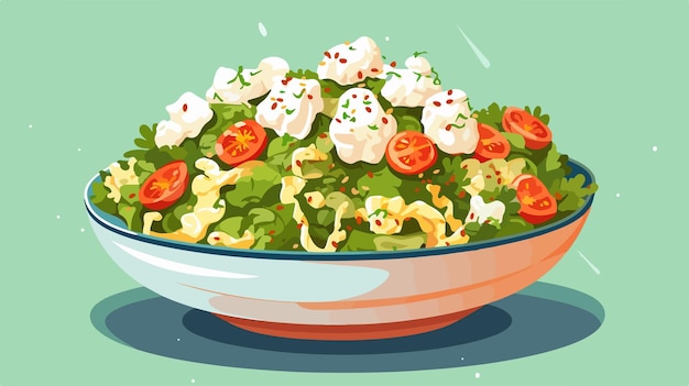 Vector delicious dish with tasty popcorn salad closeup vector illustration