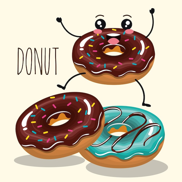 delicious donut comic character vector illustration design