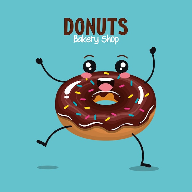 Vector delicious donut comic character